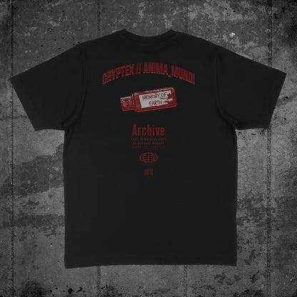 Nachhaltiges Oversized Unisex T-Shirt in Schwarz mit Backprint „Relic“ – Flatlay des Stanley/Stella Freestyler von Natura Umbra.