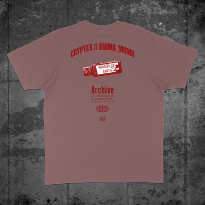 Nachhaltiges Oversized Unisex T-Shirt in Kaffa Coffee mit Backprint „Relic“ – Flatlay des Stanley/Stella Freestyler von Natura Umbra.