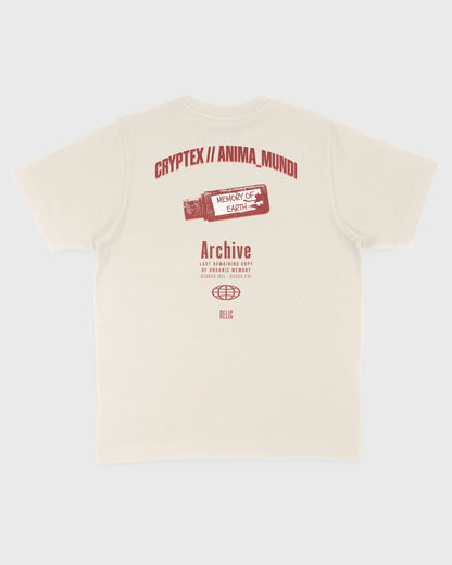 Nachhaltiges Oversized Unisex T-Shirt in Natural Raw mit Backprint „Relic“ – Flatlay des Stanley/Stella Freestyler von Natura Umbra.