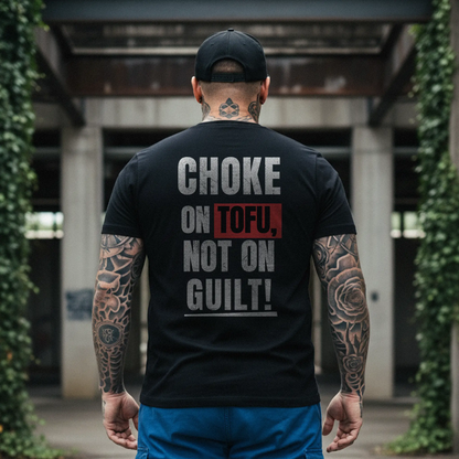 Nachhaltiges Unisex T-Shirt in schwarz mit Backprint „Extinct means Forever“ – Stanley/Stella Creator 2.0 von Natura Umbra, getragen von einem männlichen Model.